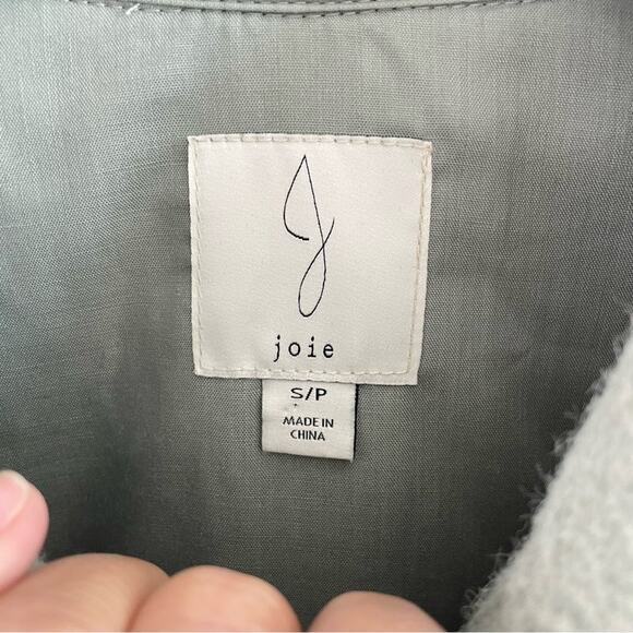 Joie | Women’s Fuzzy Sage Green Boxy Cropped Shacket Jacket Button Down Collared - Picture 5 of 12
